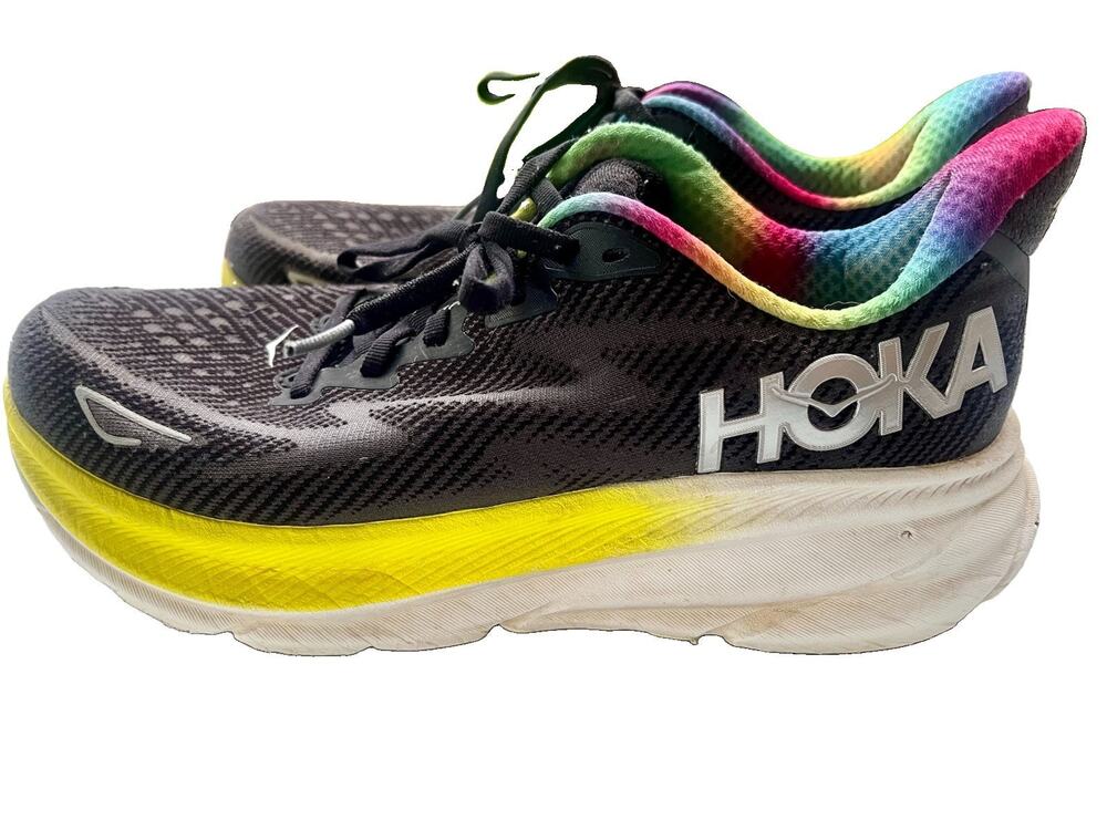 Hoka Clifton 9 Womens 8.5B Running Shoes Black Rainbow 1127896